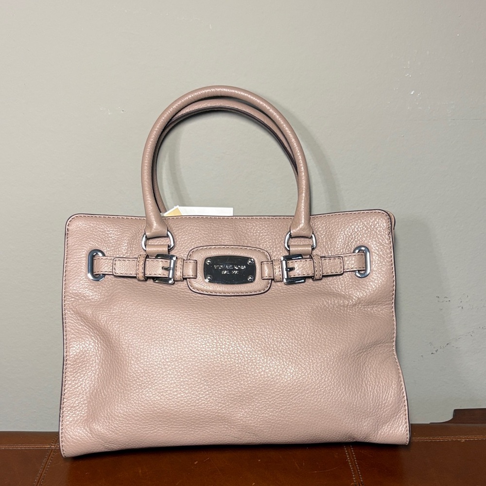 NWT Michael Kors Hamilton Pebbled Leather EW Large Satchel Bag in Dark Dune